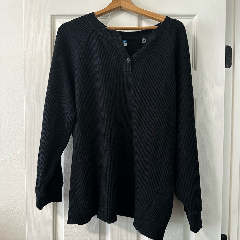 Old Navy Maternity black waffle knit sweater top size XL